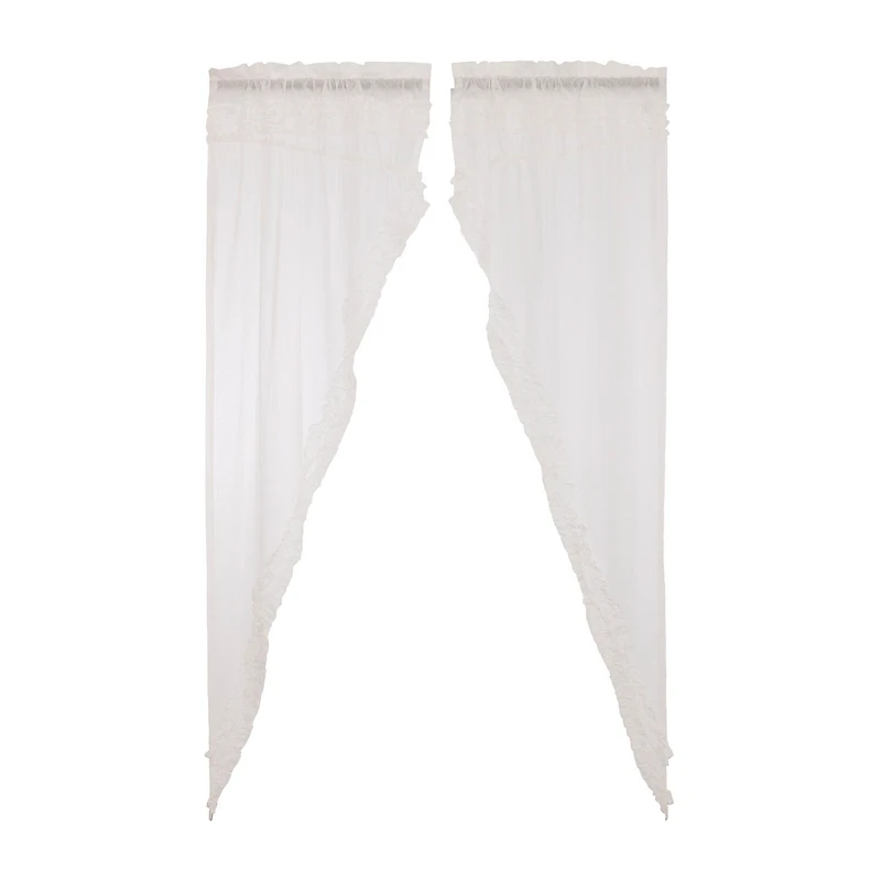 Vhc Brands Ruffle Sheer Petti Prairie Rod Pocket Embellished Set of 2 Curtain Panel