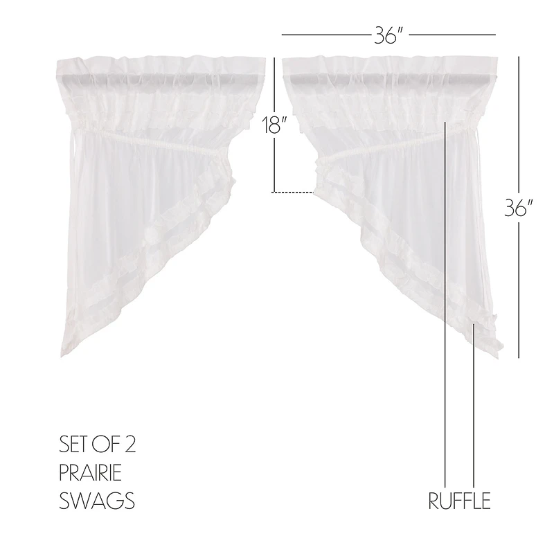 Vhc Brands Ruffle Sheer Petti Prairie Swag Rod Pocket Tailored Valance