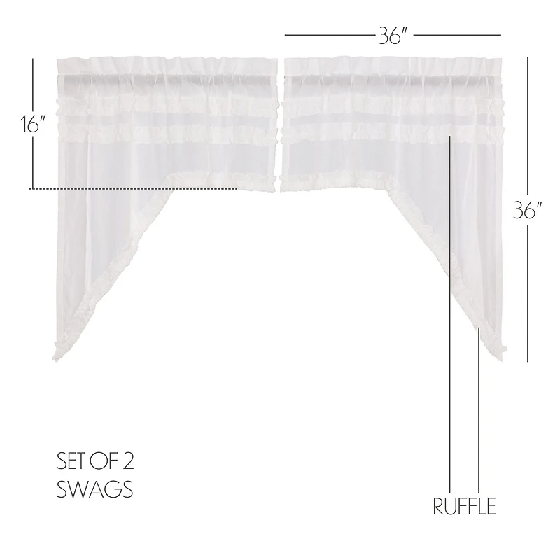 Vhc Brands Ruffle Sheer Petti Swag Rod Pocket Tailored Valance