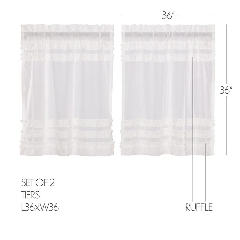 Vhc Brands Ruffle Sheer Petti 2-pc. Rod Pocket Window Tier
