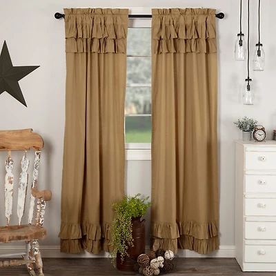 Vhc Brands Simple Life Ruffled Rod Pocket Light-Filtering Set of 2 Curtain Panel
