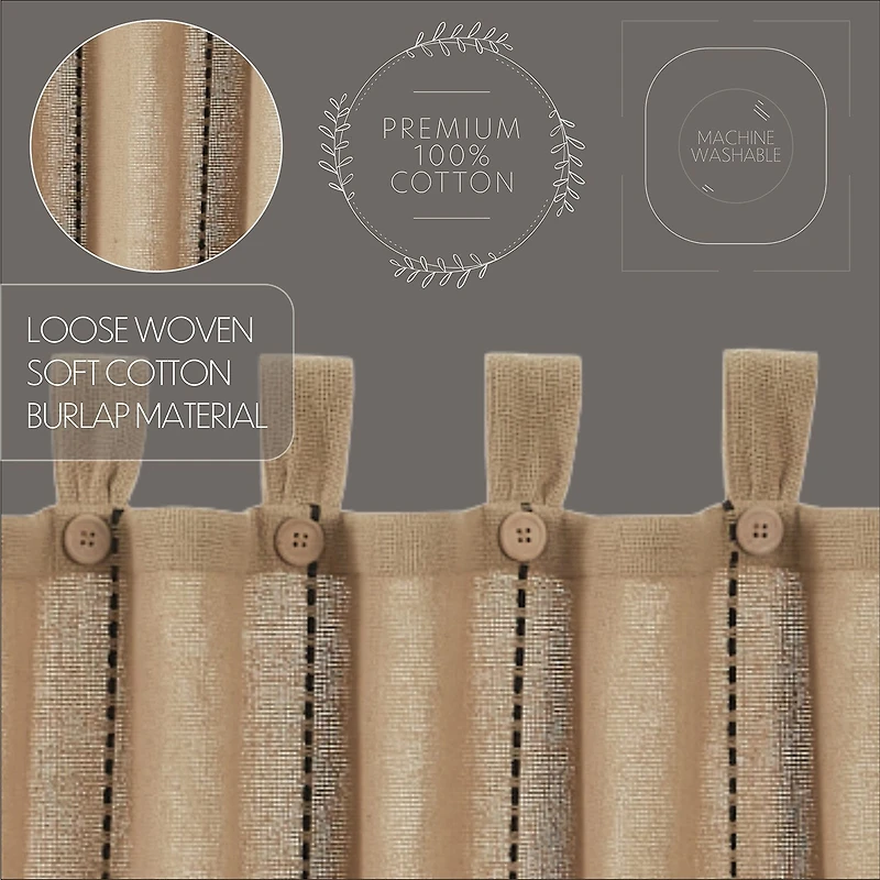 Vhc Brands Stitched Burlap 2-pc. Tab Top Window Tier