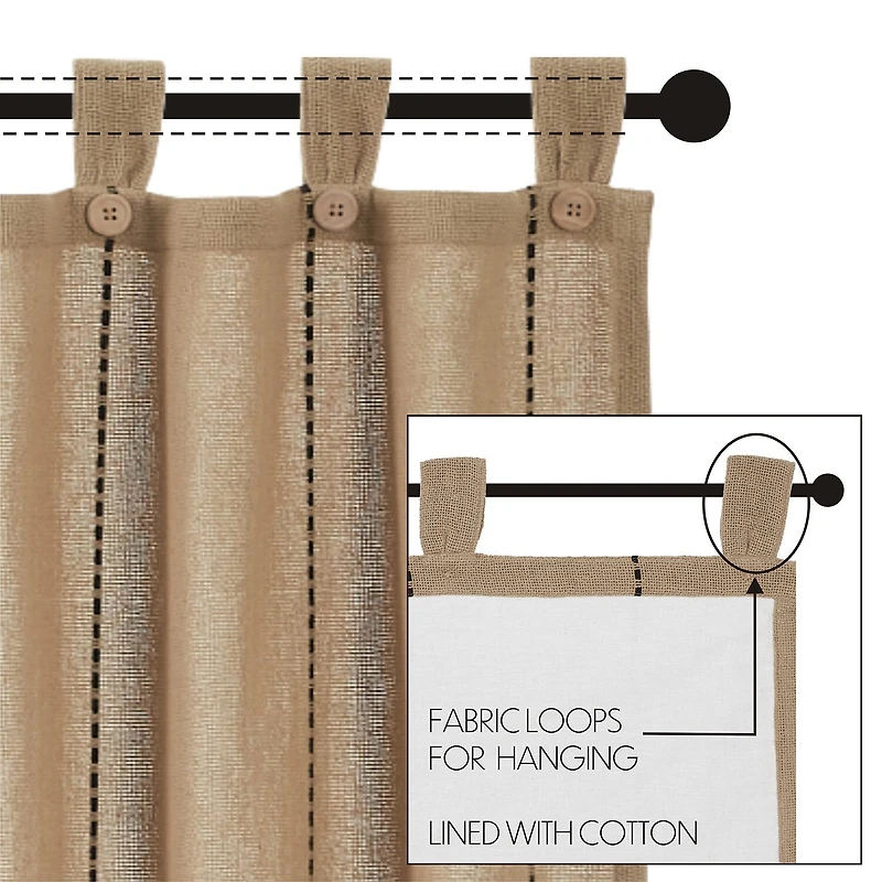 Vhc Brands Stitched Burlap Tab Top Tailored Valance