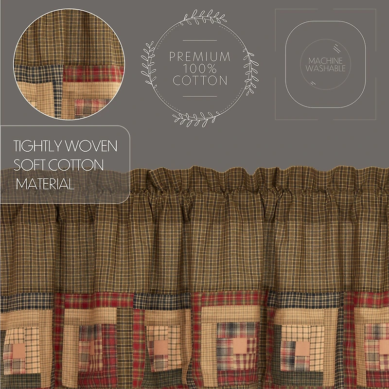 Vhc Brands Tea Cabin Block Border Rod Pocket Tailored Valance