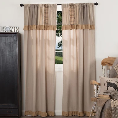 Vhc Brands Sawyer Attached Val Rod Pocket Light-Filtering Set of 2 Curtain Panel