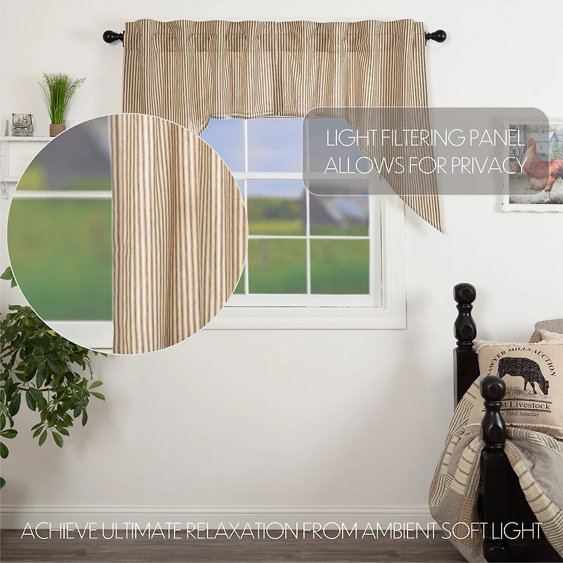 Vhc Brands Sawyer Ticking Swag Rod Pocket Tailored Valance