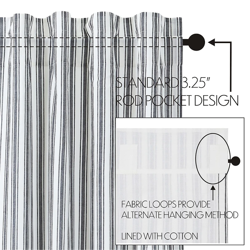 Vhc Brands Sawyer Ticking Swag Rod Pocket Tailored Valance