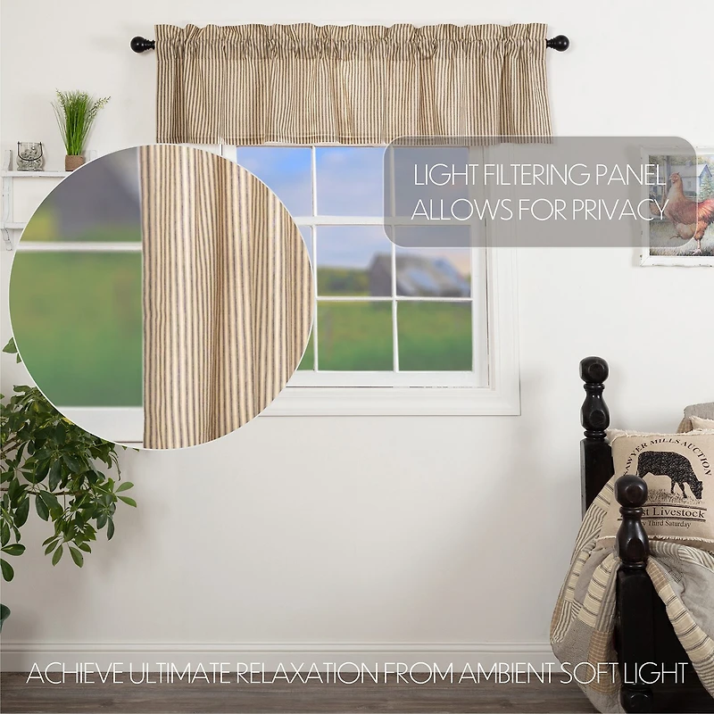Vhc Brands Sawyer Ticking Rod Pocket Tailored Valance