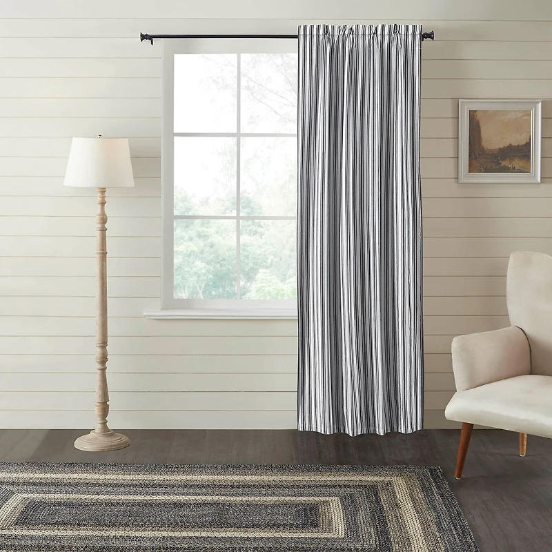 Vhc Brands Sawyer Ticking Rod Pocket Blackout Single Curtain Panel