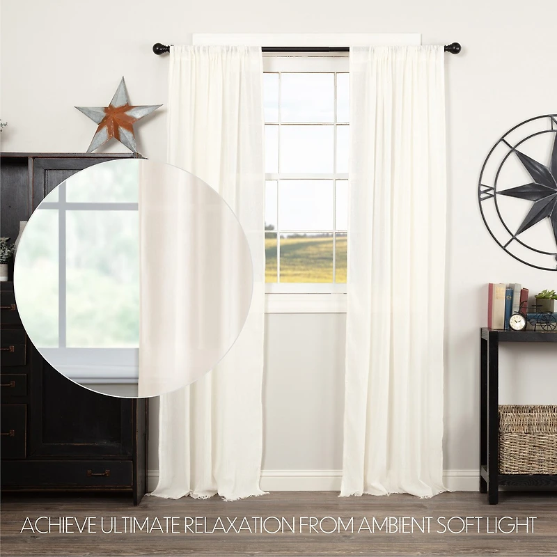 Vhc Brands Tobacco Cloth Rod Pocket Sheer Set of 2 Curtain Panel