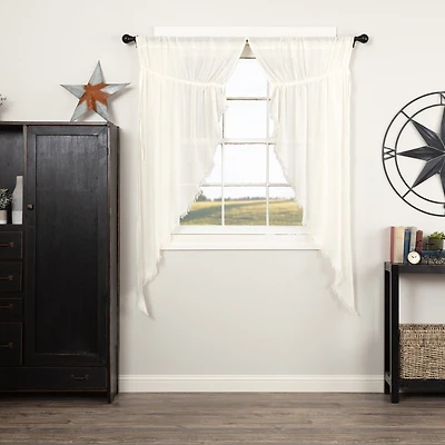 Vhc Brands Tobacco Cloth Prairie Rod Pocket Sheer Set of 2 Curtain Panel