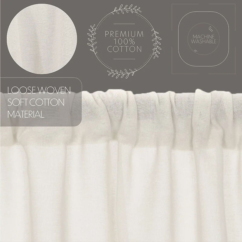 Vhc Brands Tobacco Cloth Prairie Rod Pocket Sheer Set of 2 Curtain Panel