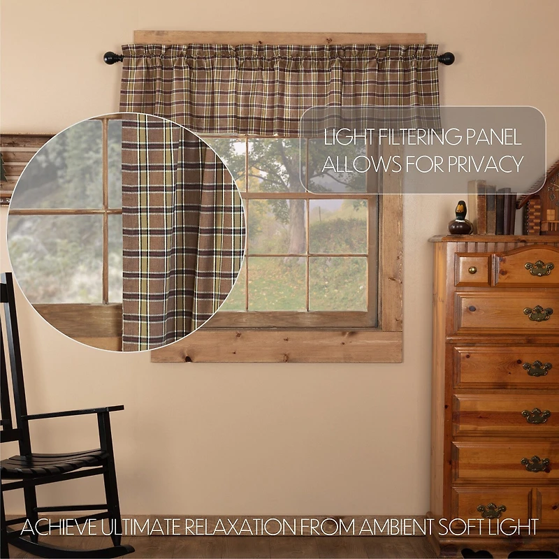 Vhc Brands Wyatt Plaid Rod Pocket Tailored Valance