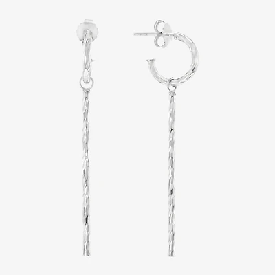Silver Treasures Huggie Womens Sterling Silver 60mm Hoop Earrings