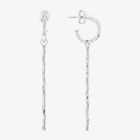 Silver Treasures Huggie Womens Sterling Silver 60mm Hoop Earrings