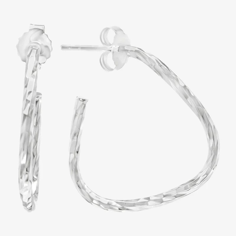 Silver Treasures Textured Womens Sterling Silver 26mm Triangle Hoop Earrings