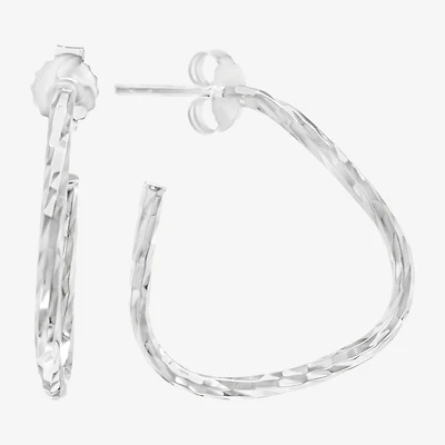 Silver Treasures Textured Womens Sterling Silver 26mm Triangle Hoop Earrings