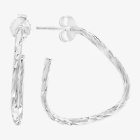 Silver Treasures Textured Womens Sterling Silver 26mm Triangle Hoop Earrings