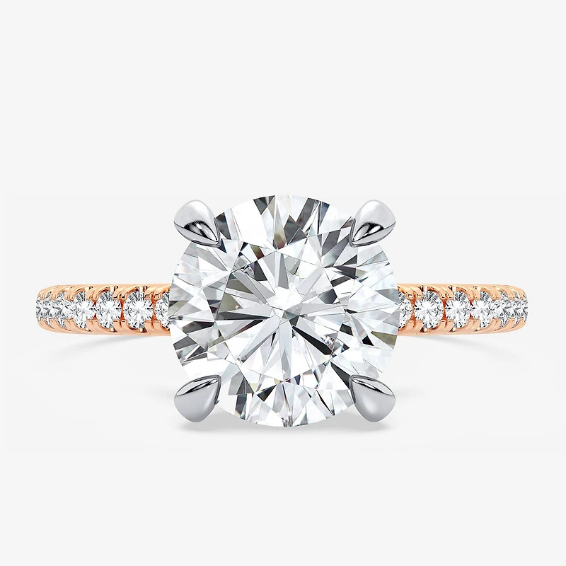 (G-H / Si1-Si2) Womens 2 1/4 CT. T.W. Lab Grown White Diamond 14K Gold Round Side Stone Engagement Ring