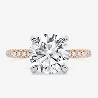 (G-H / Si1-Si2) Womens 2 1/4 CT. T.W. Lab Grown White Diamond 14K Gold Round Side Stone Engagement Ring