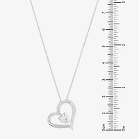 Diamonart Womens White Cubic Zirconia Sterling Silver Heart 18 Inch Pendant Necklace
