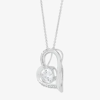 Diamonart Womens White Cubic Zirconia Sterling Silver Heart 18 Inch Pendant Necklace