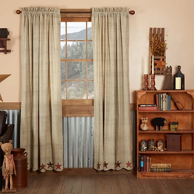 Vhc Brands Abilene Star Rod Pocket Embellished Light-Filtering Set of 2 Curtain Panel