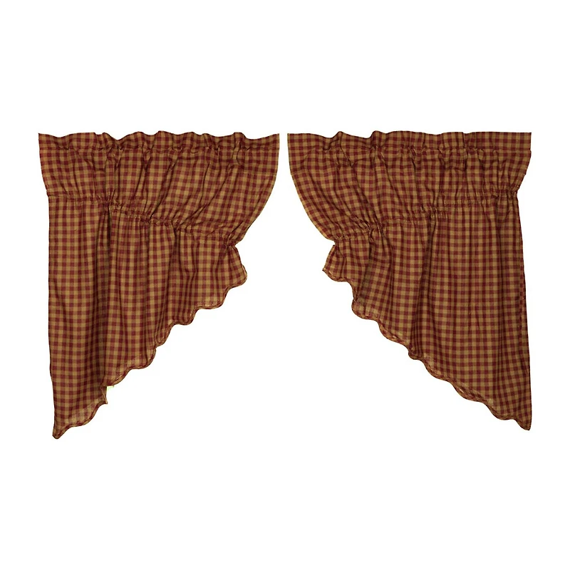 Vhc Brands Country Check Prairie Swag Rod Pocket Scallop Valance