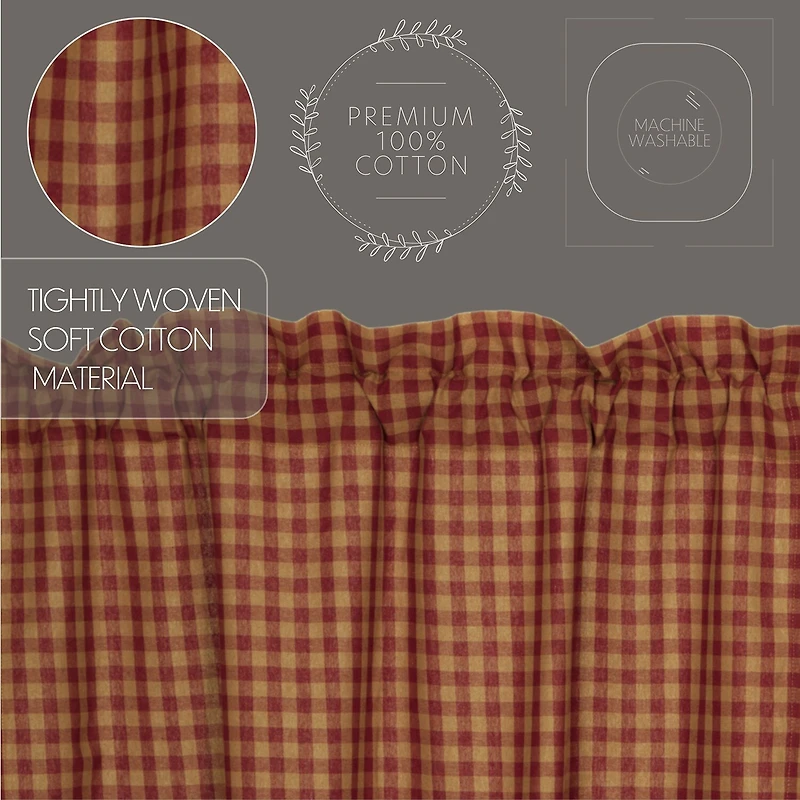 Vhc Brands Country Check Swag Rod Pocket Scallop Valance