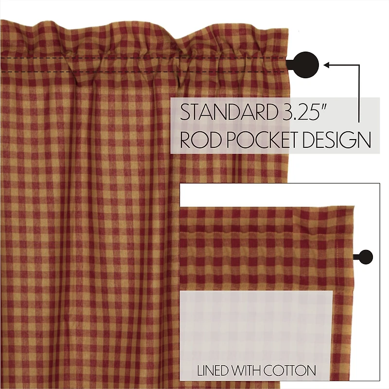 Vhc Brands Country Check Swag Rod Pocket Scallop Valance