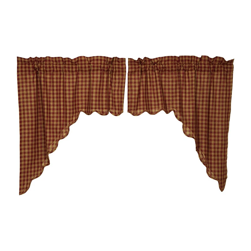 Vhc Brands Country Check Swag Rod Pocket Scallop Valance