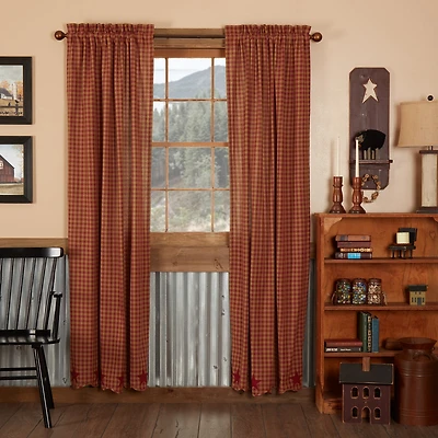 Vhc Brands Country Star Rod Pocket Embellished Light-Filtering Set of 2 Curtain Panel