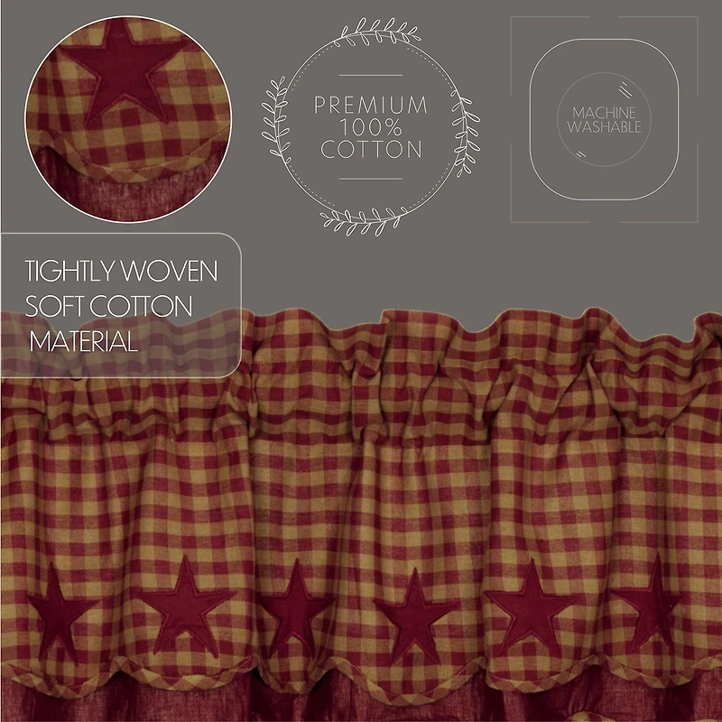 Vhc Brands Country Star Layered Rod Pocket Scallop Valance