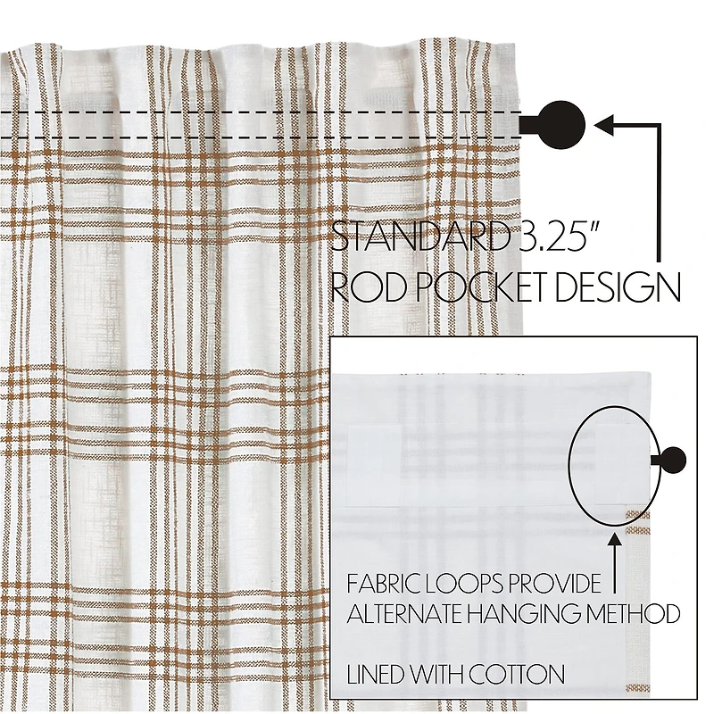 Vhc Brands Country Woven Plaid Rod Pocket Tailored Valance