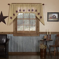 Vhc Brands Cotton Burlap Star Swag Rod Pocket Tailored Valance