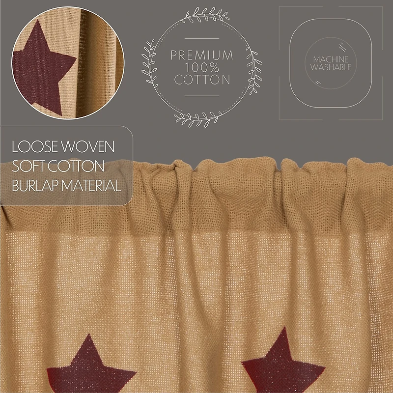 Vhc Brands Cotton Burlap Star Swag Rod Pocket Tailored Valance