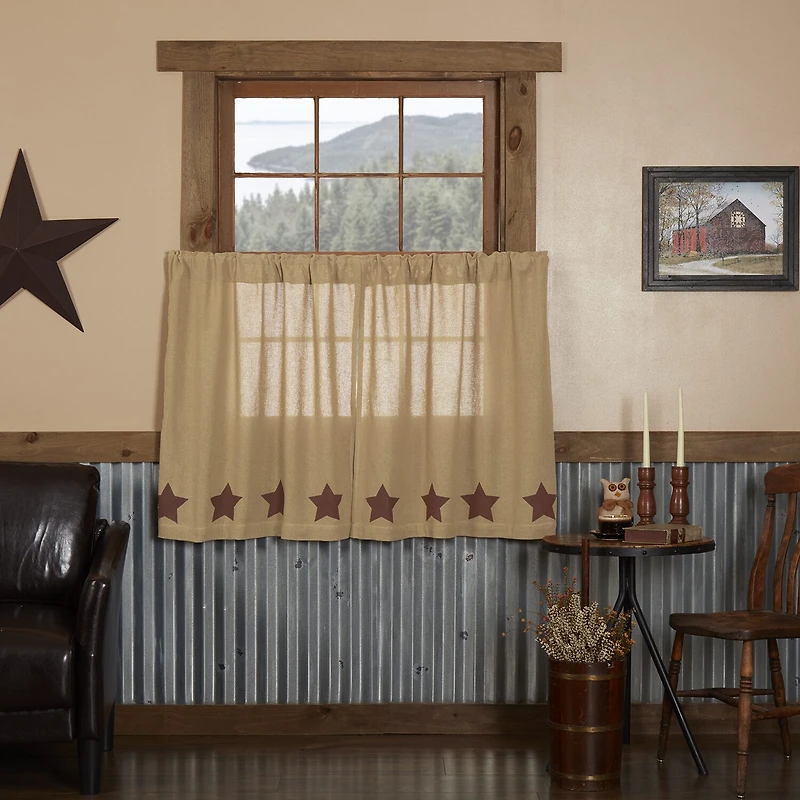 Vhc Brands Cotton Burlap Star 2-pc. Rod Pocket Window Tier