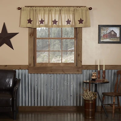Vhc Brands Cotton Burlap Star Rod Pocket Tailored Valance