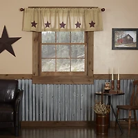 Vhc Brands Cotton Burlap Star Rod Pocket Tailored Valance