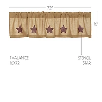 Vhc Brands Cotton Burlap Star Rod Pocket Tailored Valance
