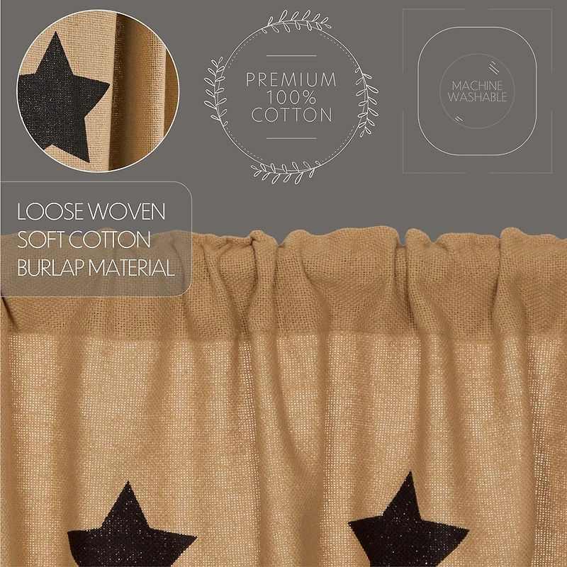 Vhc Brands Cotton Burlap Star Rod Pocket Tailored Valance