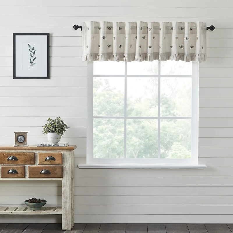 Vhc Brands Embroidered Bee Rod Pocket Tailored Valance