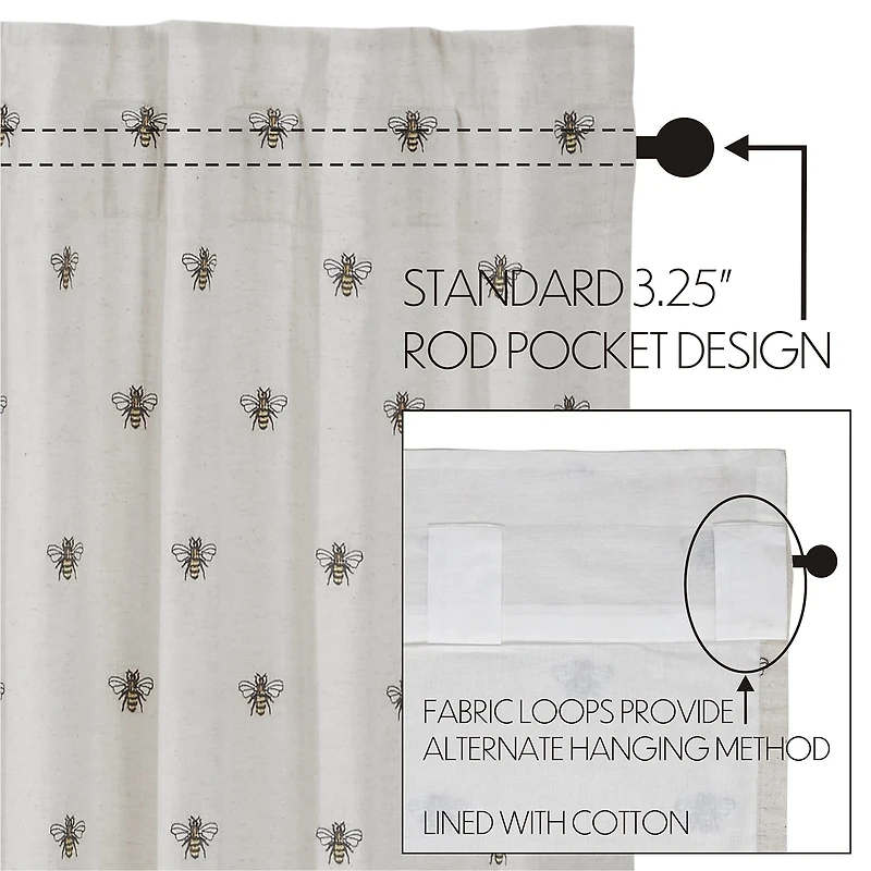 Vhc Brands Embroidered Bee Rod Pocket Tailored Valance