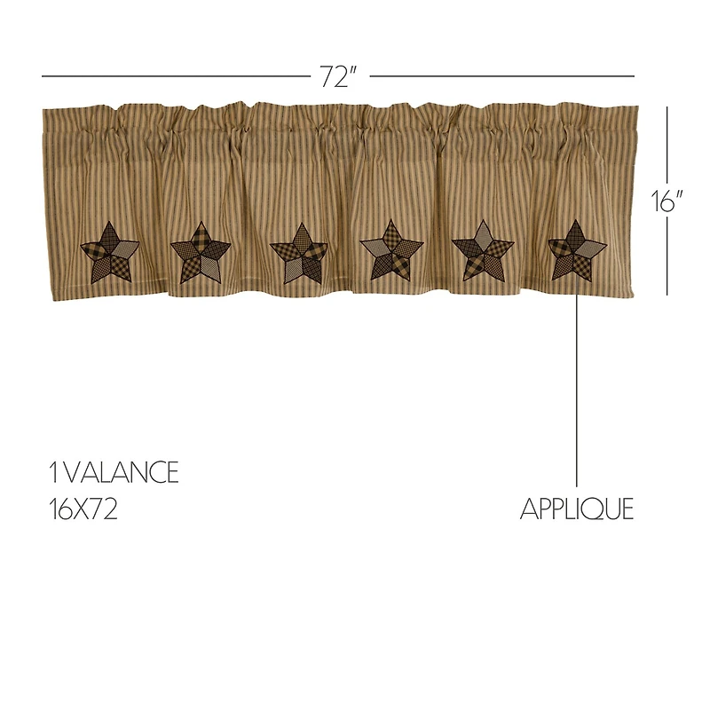 Vhc Brands Farmhouse Star Rod Pocket Tailored Valance