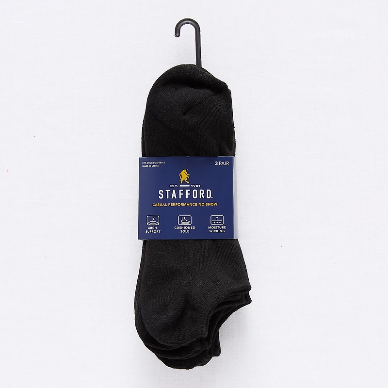 Stafford Casual Performance Mens 3 Pair No Show Socks