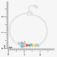 Disney Classics Ohana Unisex Adult Pure Silver Over Brass 7 Inch Solid Cable Lilo & Stitch Chain Bracelet