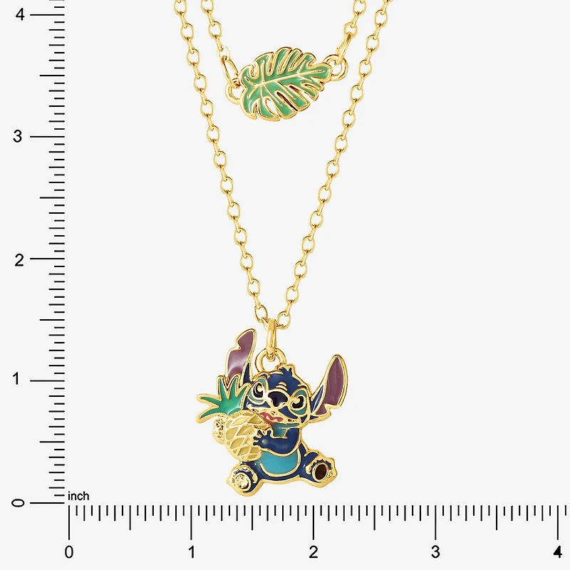 Disney Classics Pineapple Unisex Adult Blue Crystal 18K Gold Over Brass 15 Inch Pendant Necklace