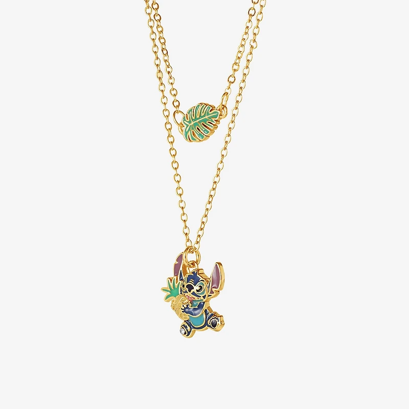 Disney Classics Pineapple Unisex Adult Blue Crystal 18K Gold Over Brass 15 Inch Pendant Necklace