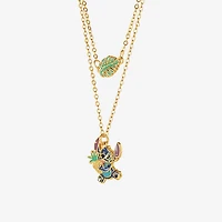 Disney Classics Pineapple Unisex Adult Blue Crystal 18K Gold Over Brass 15 Inch Pendant Necklace