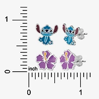 Disney Classics Unisex Adult Crystal Flower Lilo & Stitch 2 Pair Earring Set